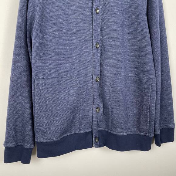 Banana Republic Sweater Jacket Mens XL Navy Blue Funnel Neck Zip Up Sweatshirt - Picture 6 of 11